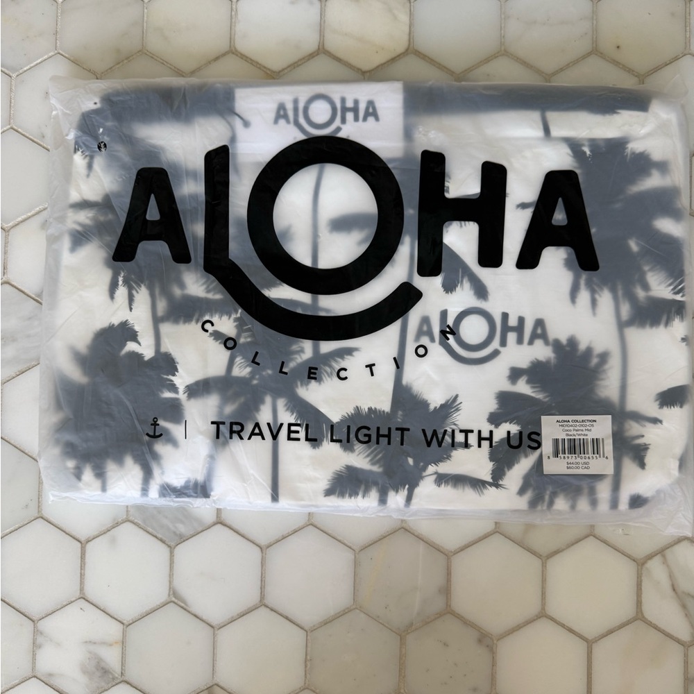 ALOHA Collection Black and White Palm Trees mid pouch